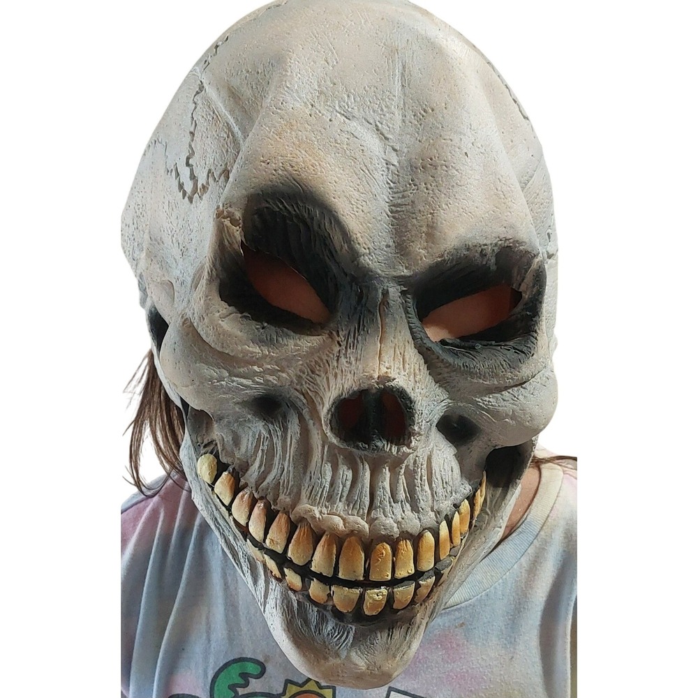 Scary Skeleton Skull Mask Horror Halloween Costume‎ Realistic Bone Latex Creepy